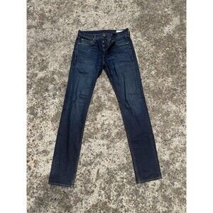 Rag & Bone Jeans Mens 30x33 Blue Button Fly Standard Fit 2 Slim Leg Distressed